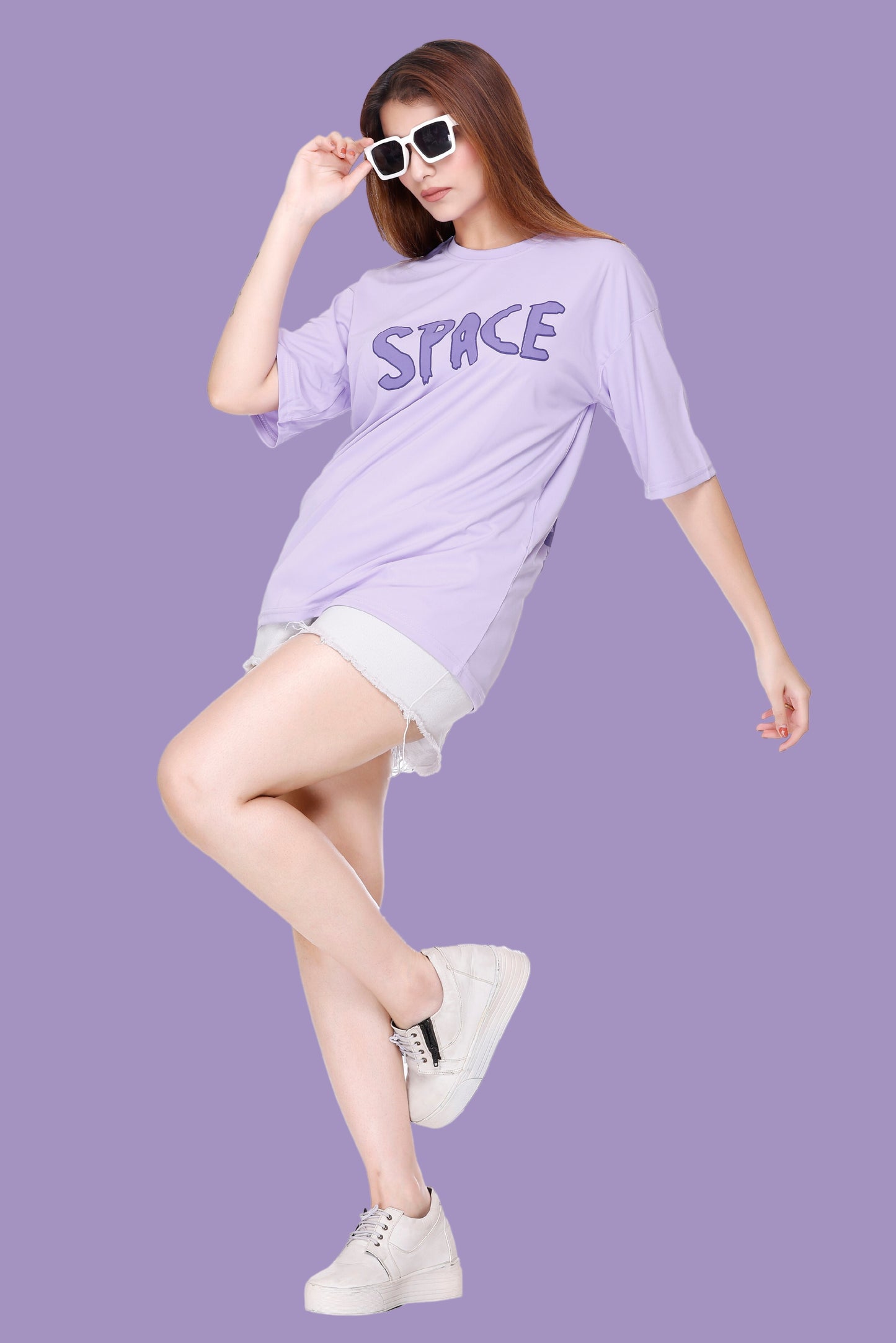 WILD DREAMS Half Sleeve Printed Oversized Drop Shoulder Gym Sports Casual T-Shirt for Women/Girl