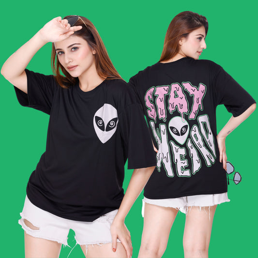 WILD DREAMS Half Sleeve Printed Oversized Drop Shoulder Gym Sports Casual T-Shirt for Women/Girl