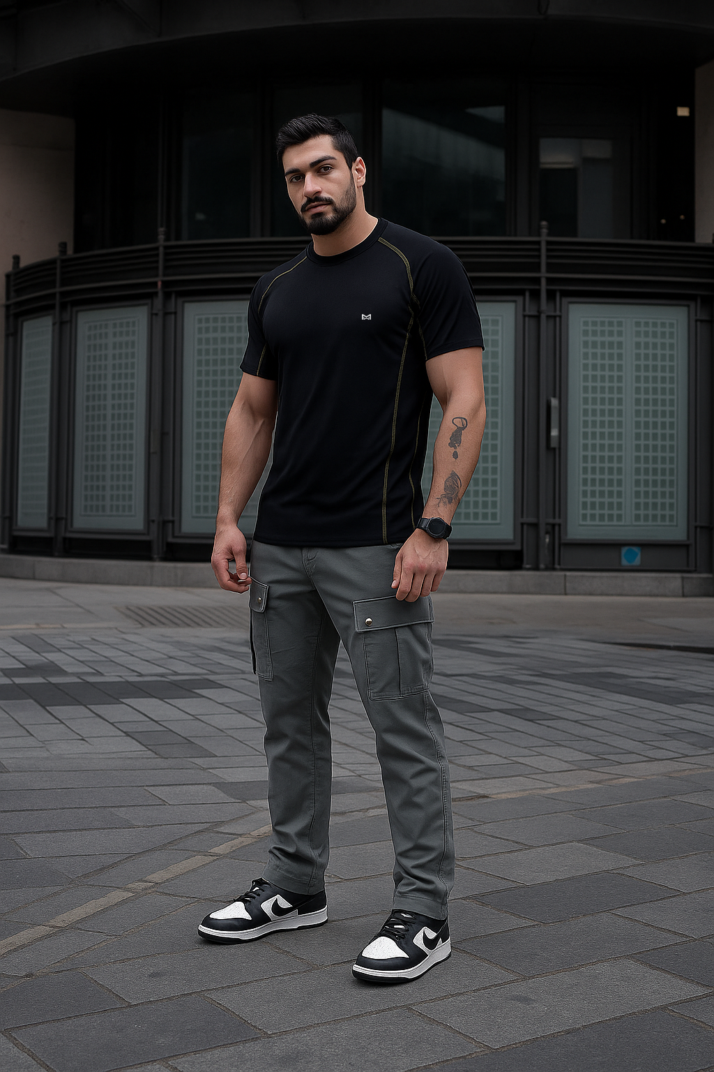White Moon Gym T Shirt for Men Workout (Black)