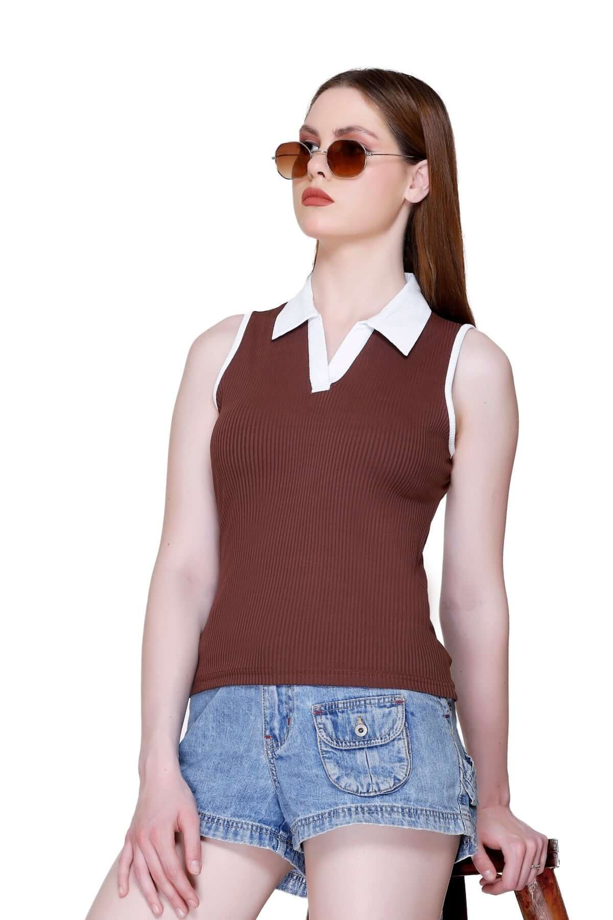 brown rib top