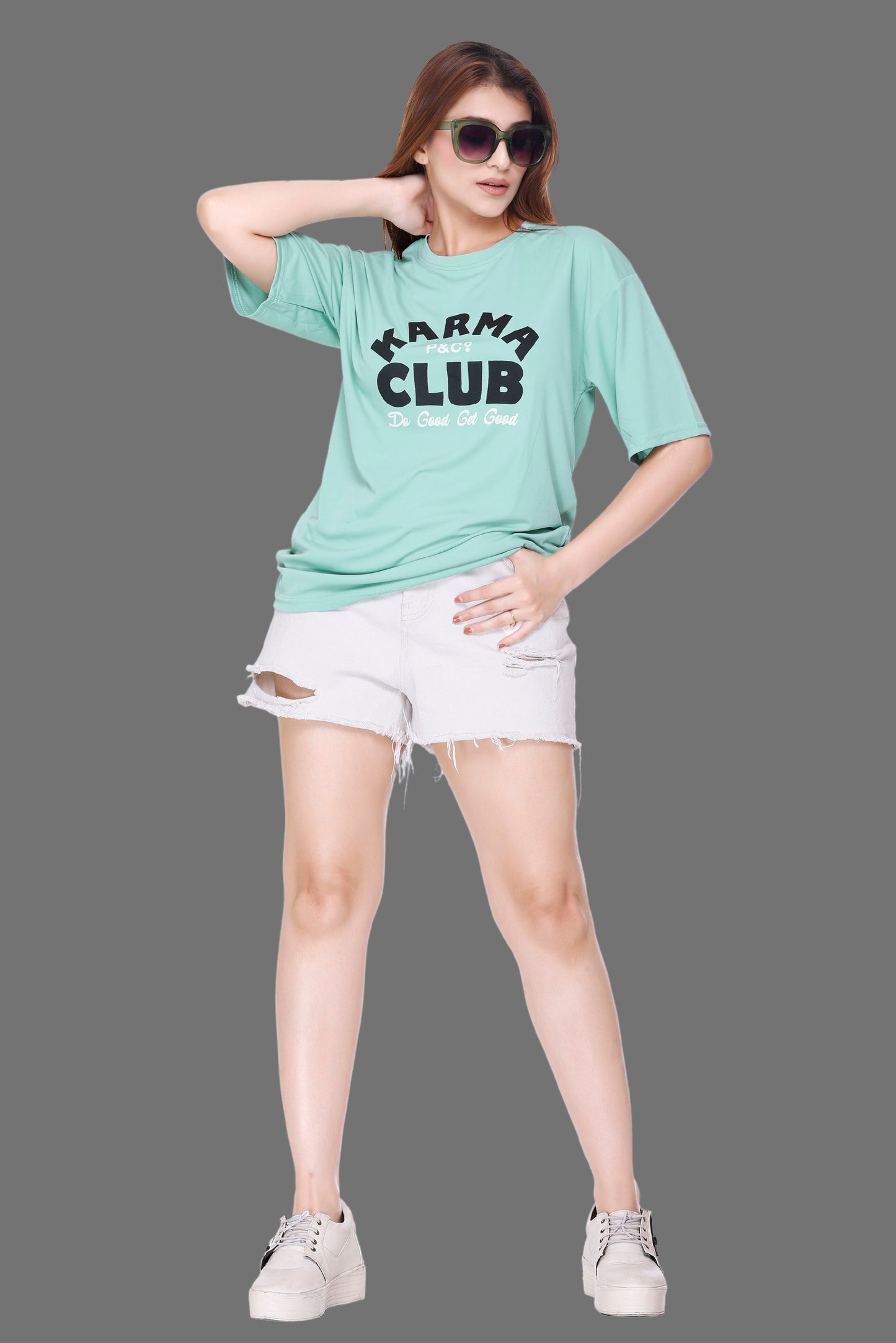 WILD DREAMS Half Sleeve Printed Oversized Sports Casual T-Shirt for Women/Girl