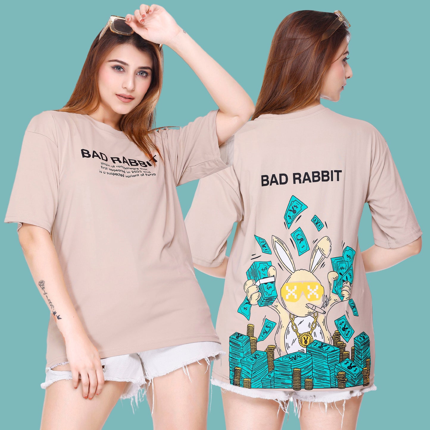 WILD DREAMS Half Sleeve Printed Oversized  Sports Casual T-Shirt for Women/Girl