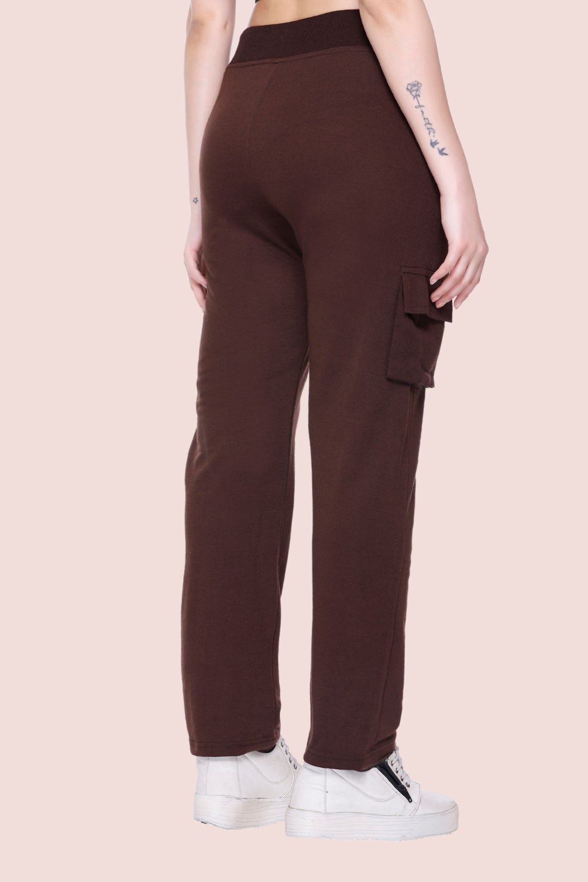 White Moon  Women Solid Coffee Track Pants