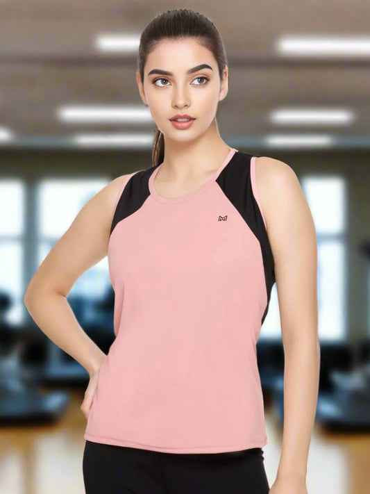 White Moon Women's Dry Fit Polyester Sleeveless T-Shirt (Pink)