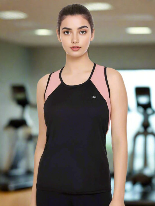 White Moon Women's Dry Fit Polyester Sleeveless T-Shirt (Black)