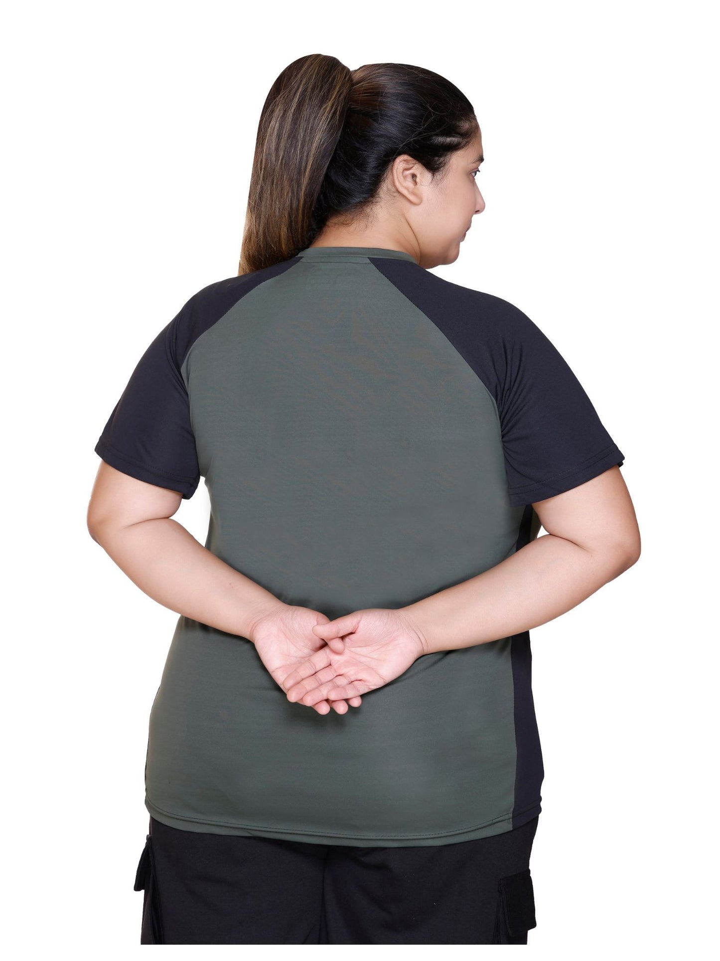 White Moon Women Plus Size Gym T-Shirt (Olive)