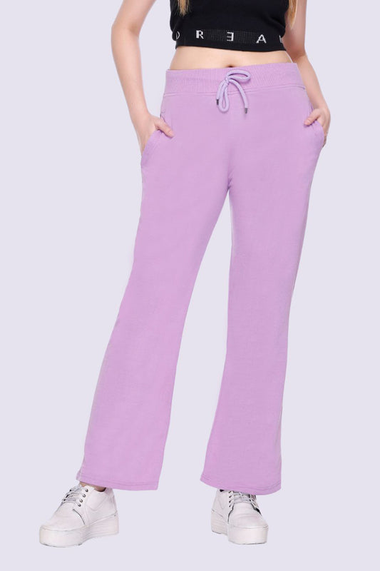 White Moon  Women Solid Lavender Bootcut Track Pants