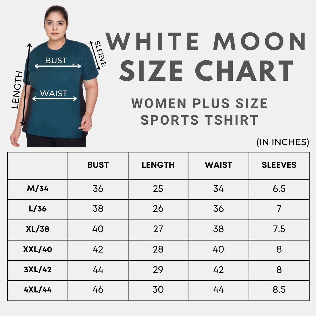White Moon Plus Size Gym T-Shirt (Black)