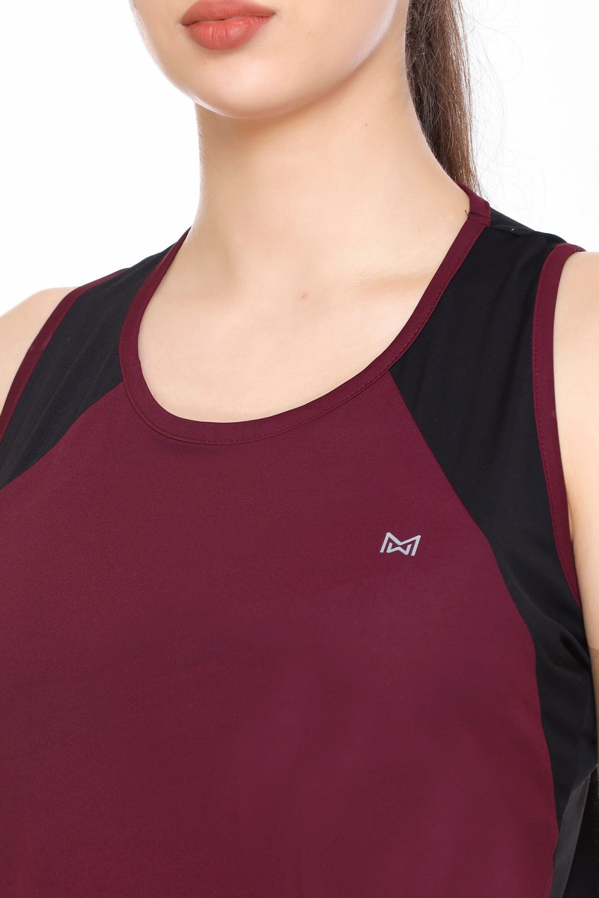 White Moon Women's Dry Fit Polyester Sleeveless T-Shirt (Maroon)