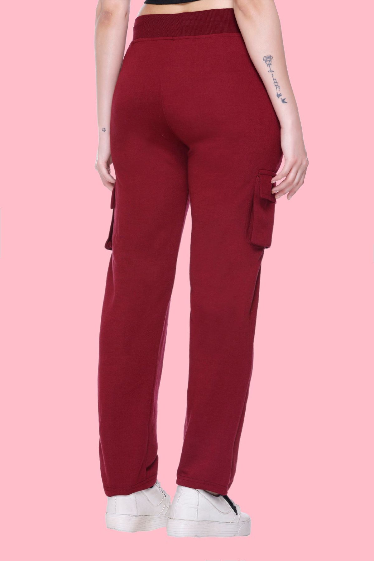 White Moon Women Solid Maroon Track Pants