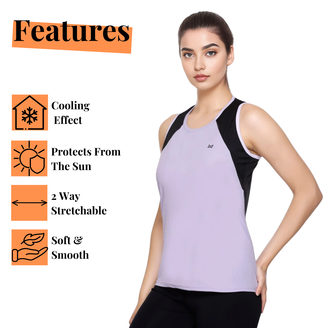 White Moon Women's Dry Fit Polyester Sleeveless T-Shirt (Move)