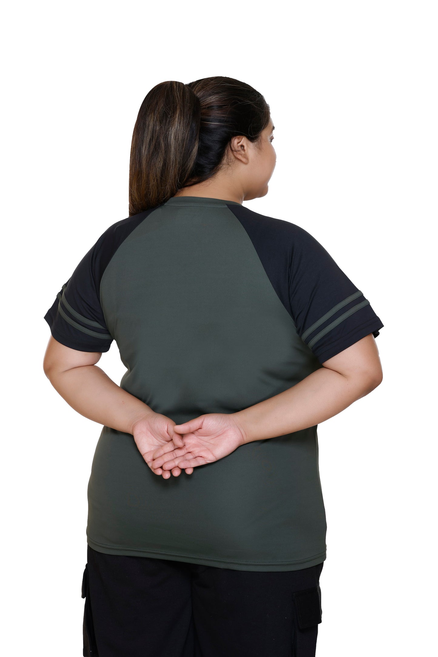 White Moon Women Plus Size Gym T Shirt (Olive)