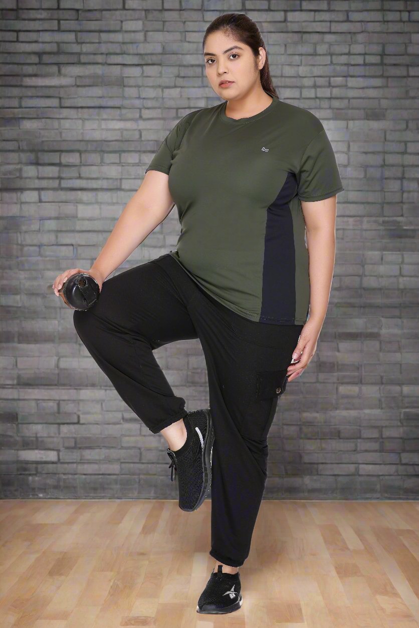 White Moon Plus Size Gym T-Shirt (Olive)