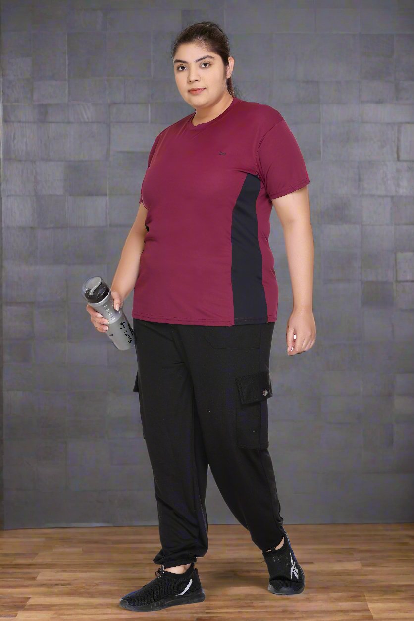 White Moon Plus Size Gym T-Shirt (Maroon)