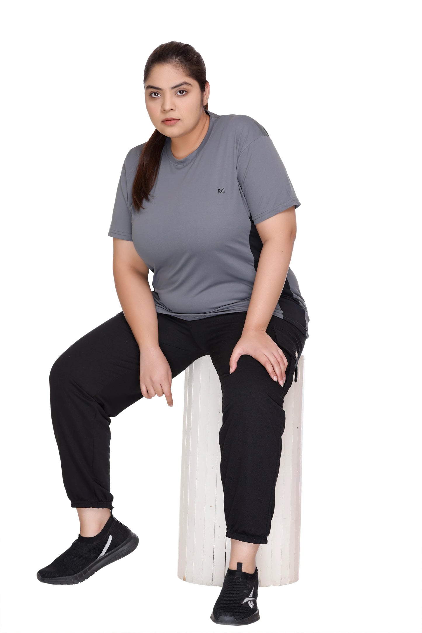 White Moon Plus Size Gym T-Shirt (Grey)