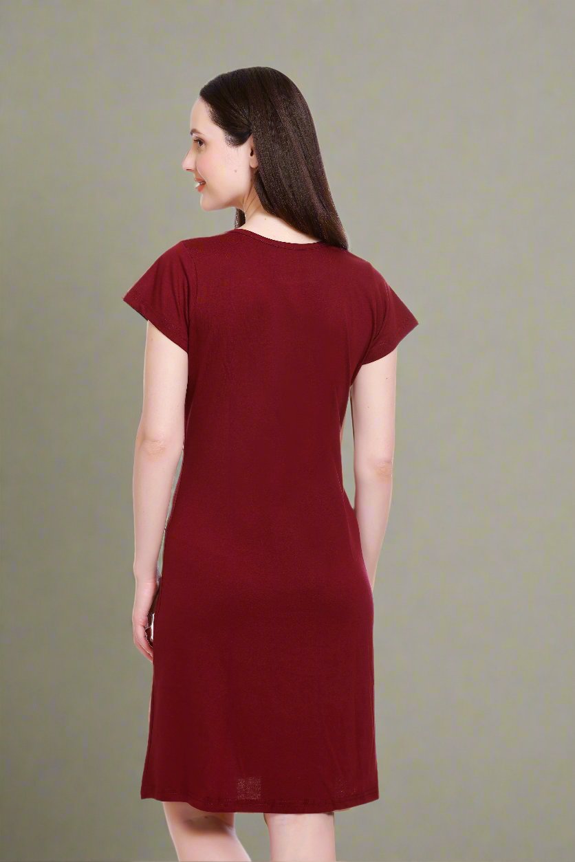 White Moon Nighty for Women (Maroon)