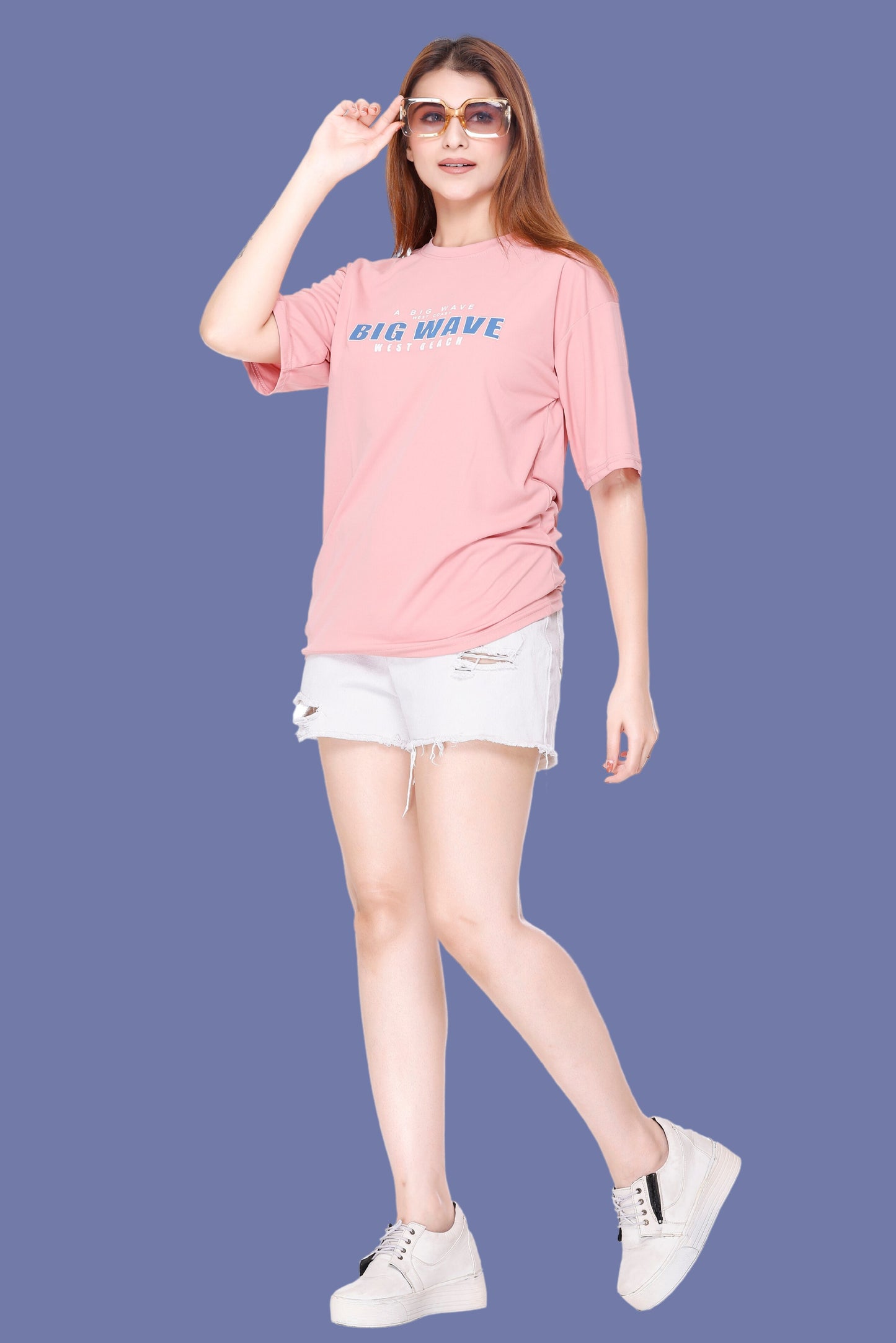 WILD DREAMS Half Sleeve Printed Oversized Drop Shoulder Gym Sports Casual T-Shirt for Women/Girl