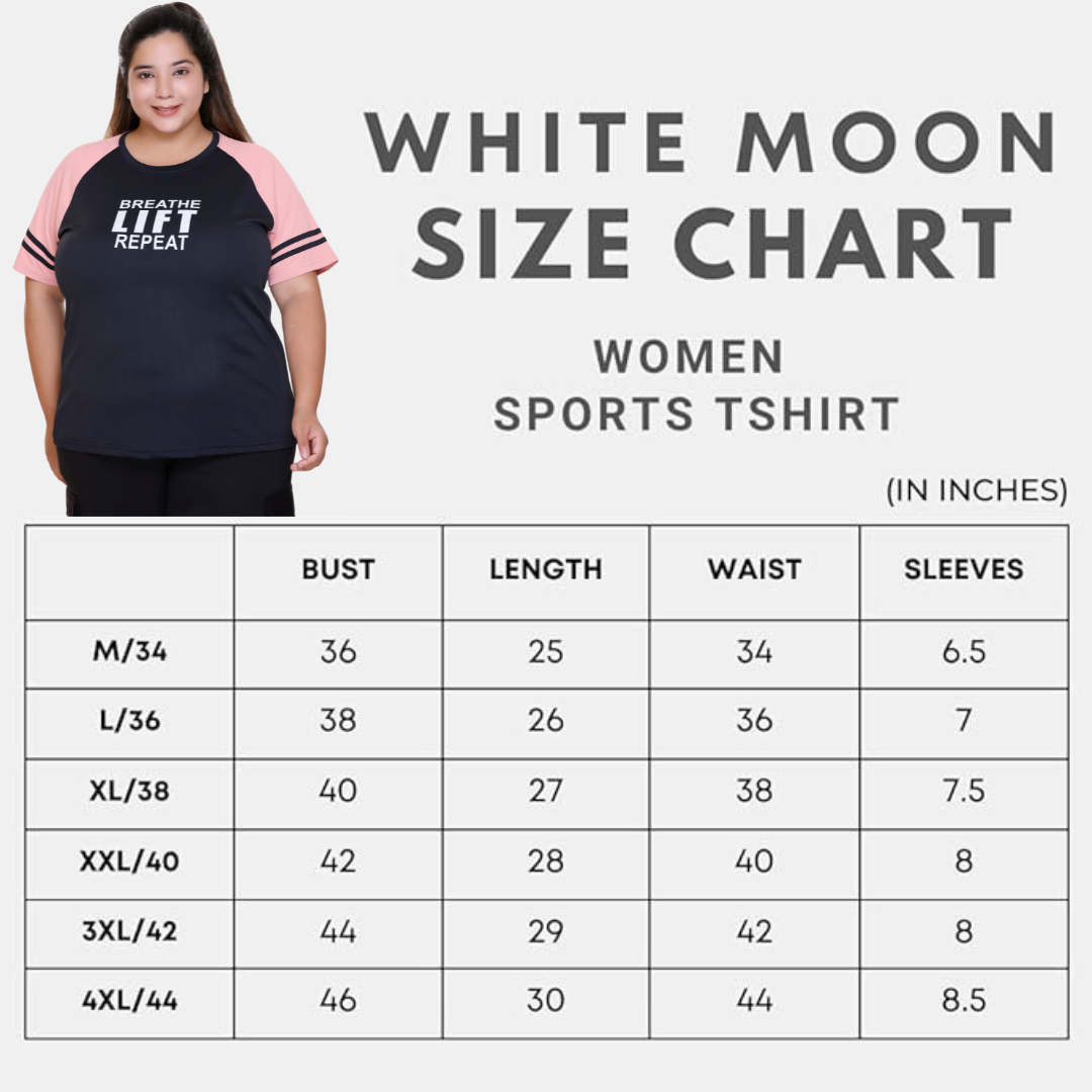 White Moon Women Plus Size Gym T-Shirt (Airforce)