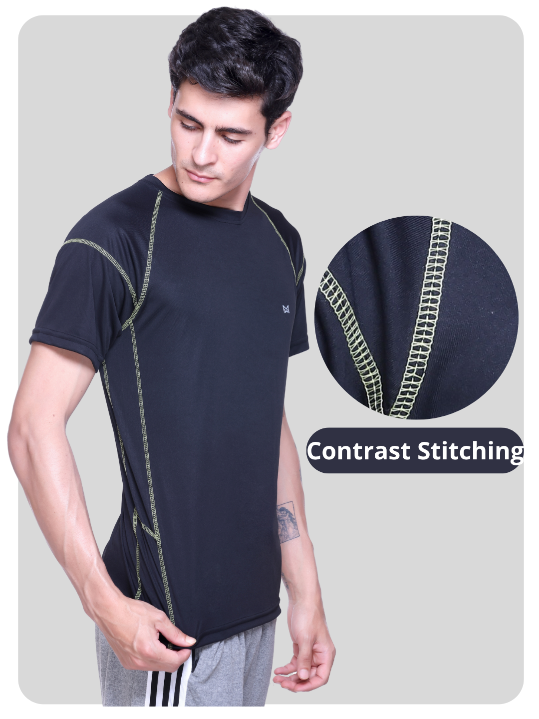 White Moon Gym T Shirt for Men Workout (Black)