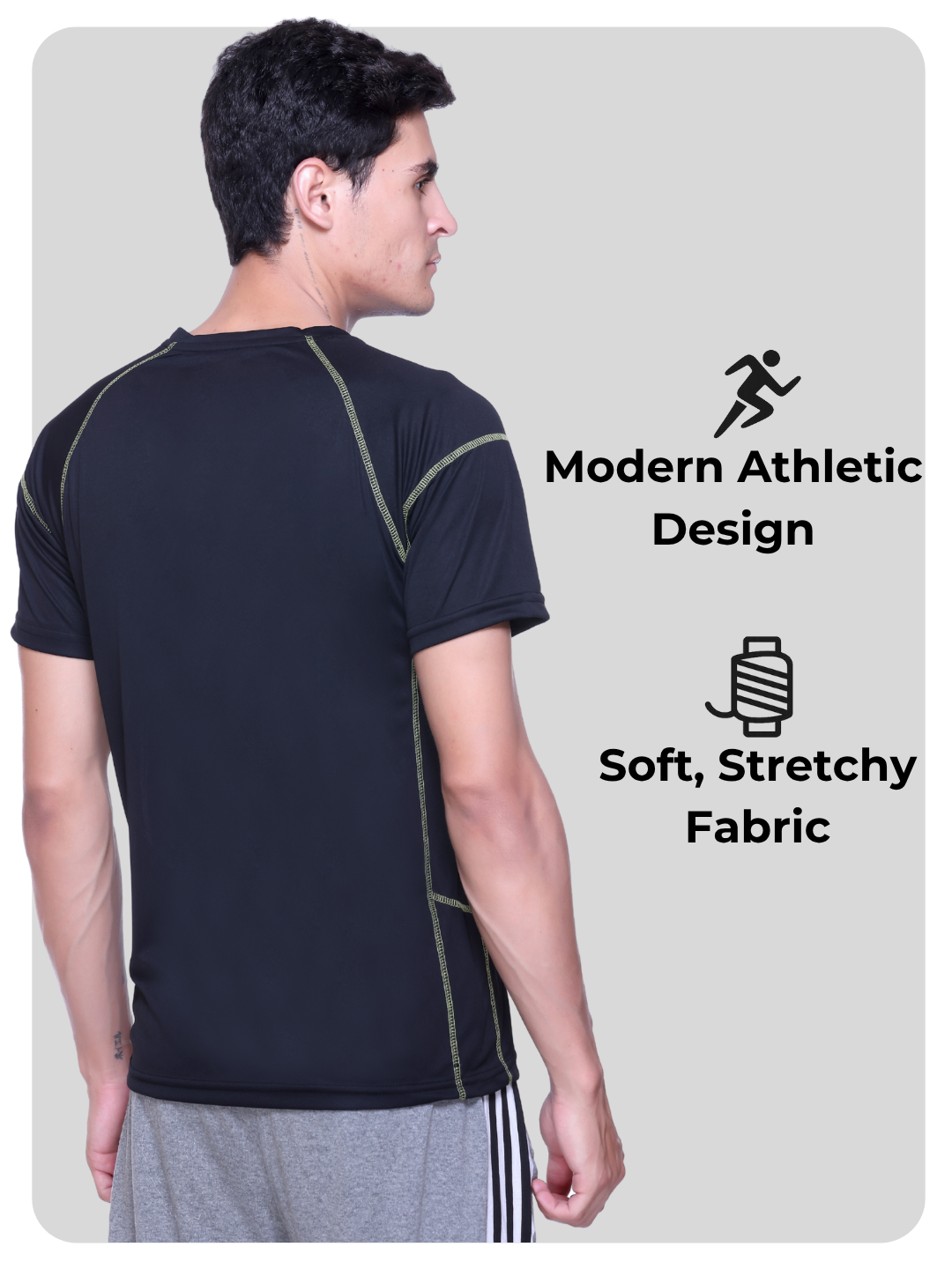 White Moon Gym T Shirt for Men Workout (Black)
