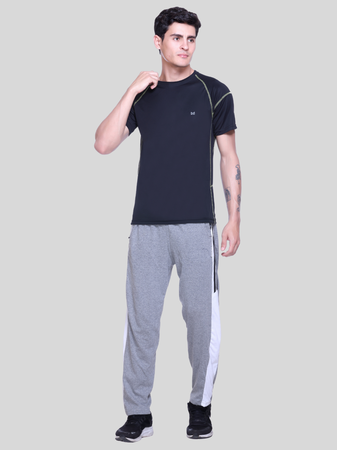 White Moon Gym T Shirt for Men Workout (Black)