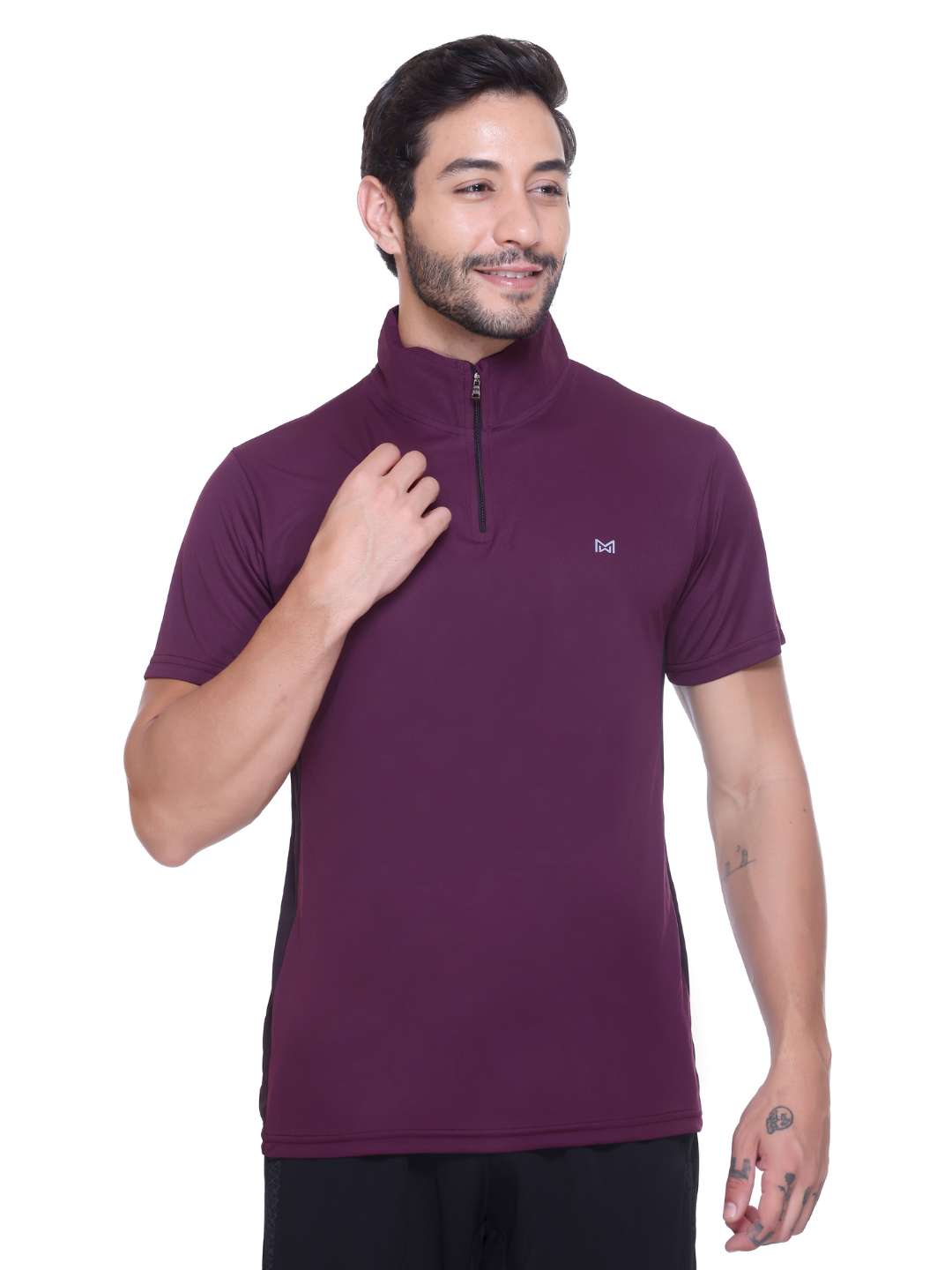 White Moon Gym T Shirt for Men Workout - Running, Dryfit Tshirt for Men (Maroon)