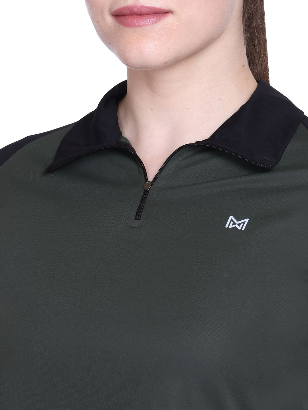 White Moon Women Crop Gym T Shrit/ Top (Olive)