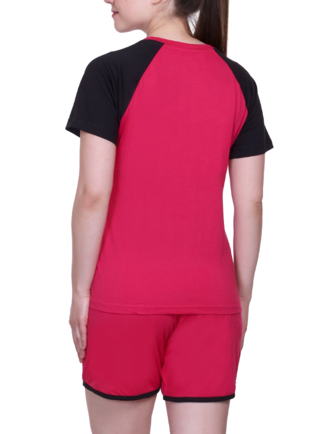 White Moon Women's Cotton Half Sleeve T-Shirt & Short Pyjama Set (Pink)