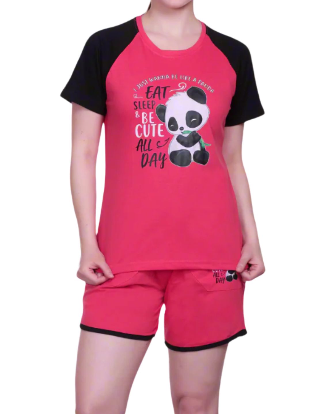 White Moon Women's Cotton Half Sleeve T-Shirt & Short Pyjama Set (Rani)