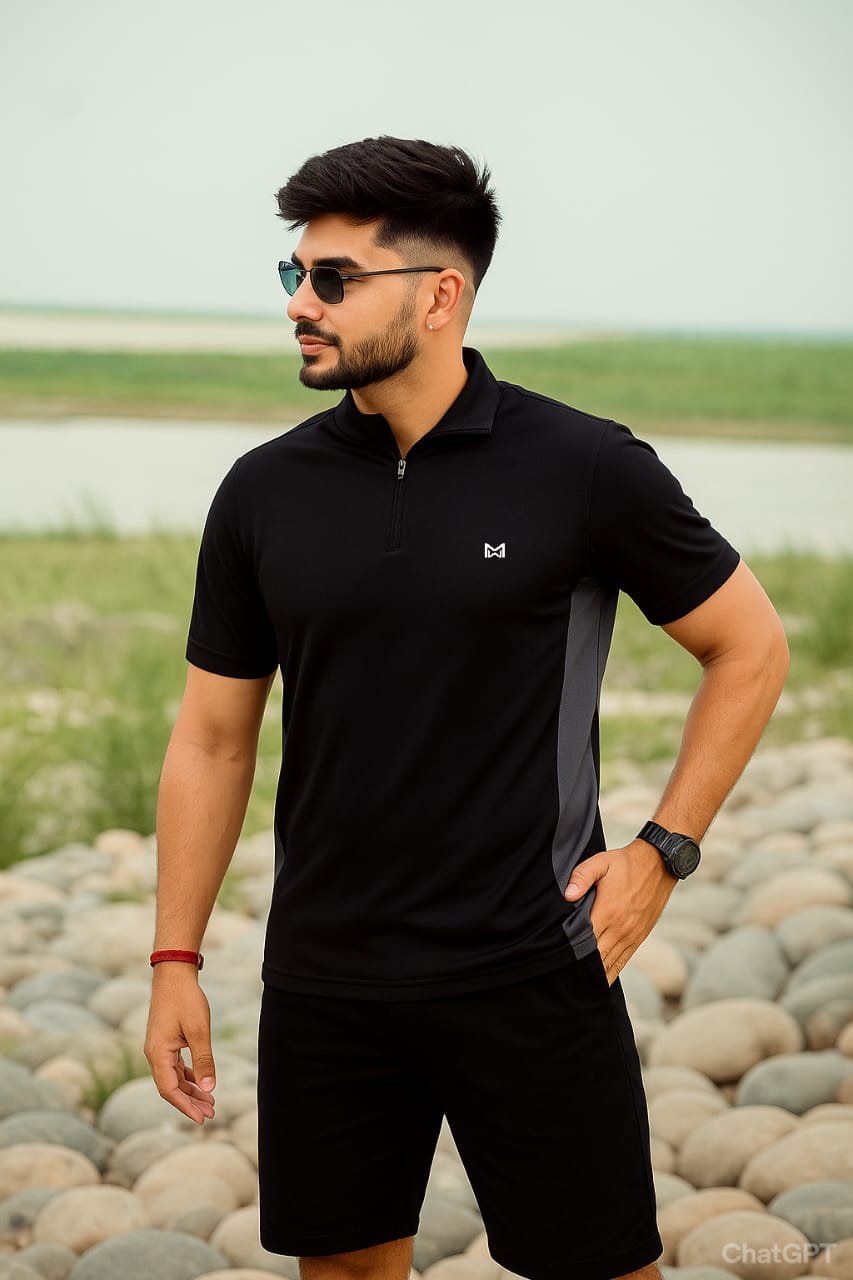 White Moon Gym T Shirt for Men Workout - Running, Dryfit Tshirt for Men (Black)