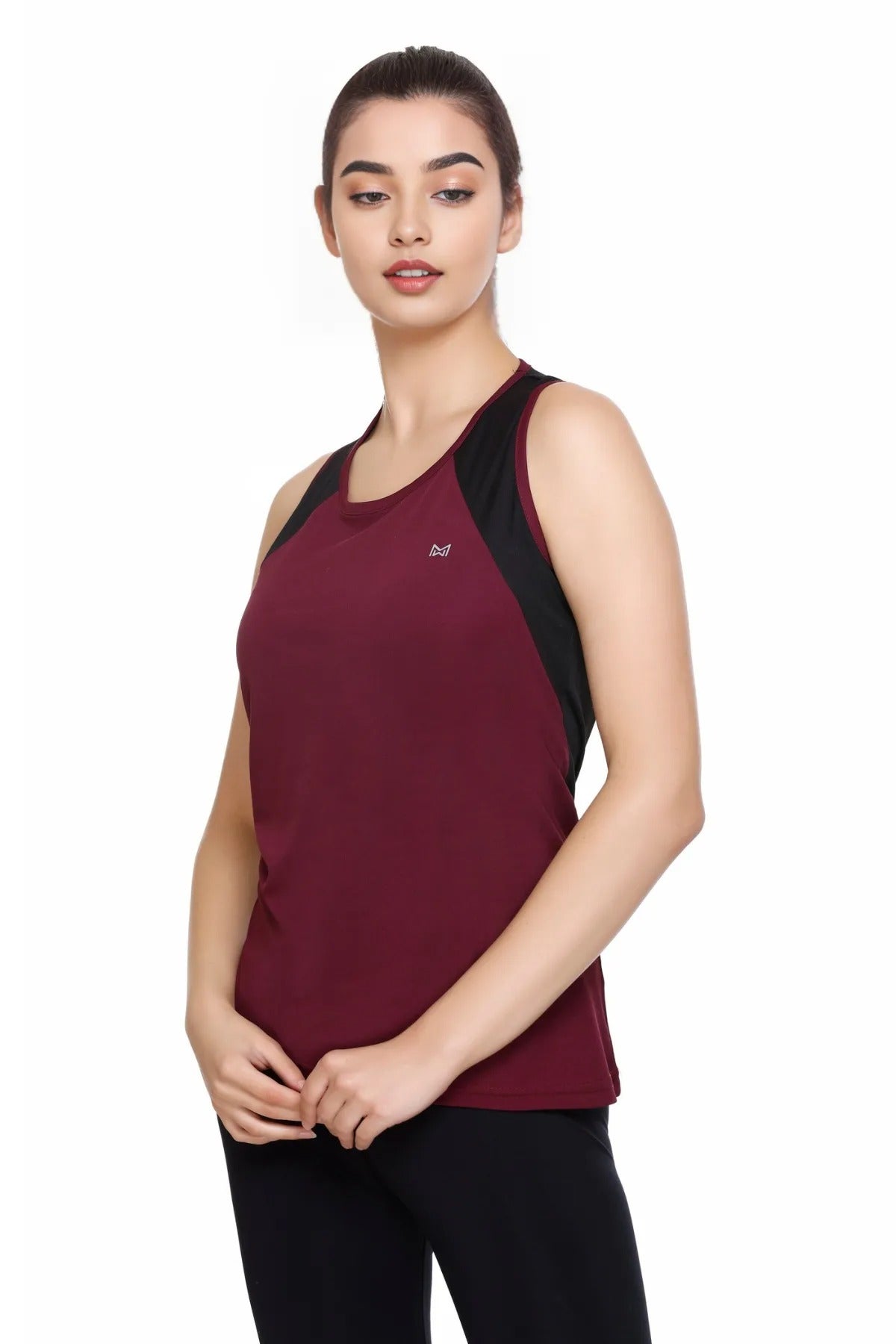 White Moon Women's Dry Fit Polyester Sleeveless T-Shirt (Maroon)