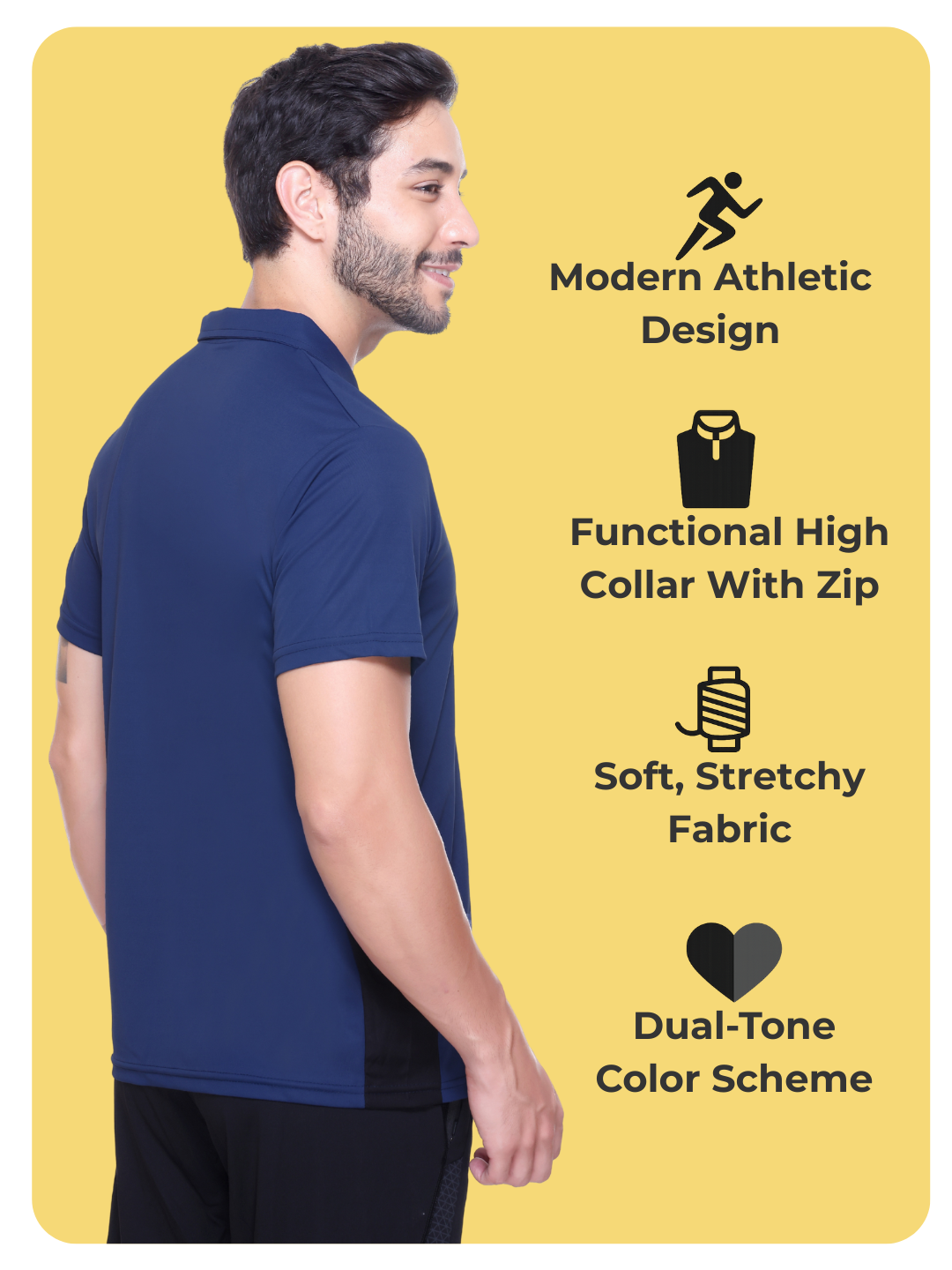 White Moon Gym T Shirt for Men Workout - Running, Dryfit Tshirt for Men (Airforce)