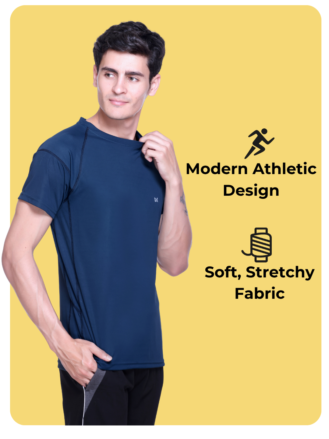 White Moon Gym T Shirt for Men Workout (Airforce)