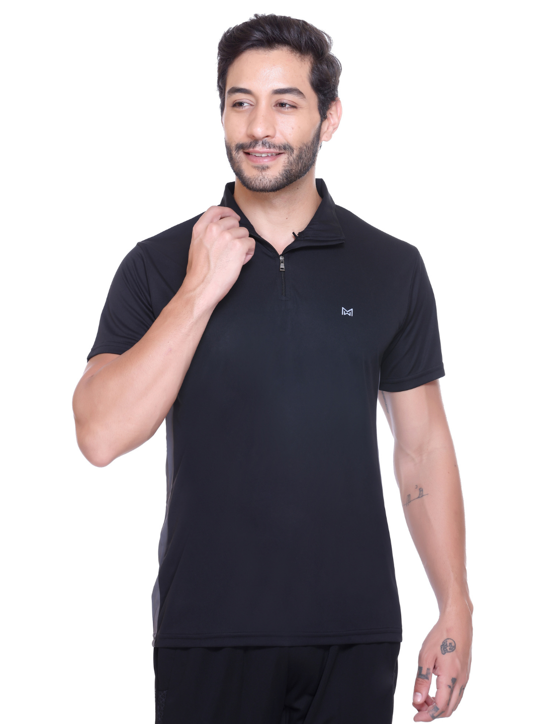 White Moon Gym T Shirt for Men Workout - Running, Dryfit Tshirt for Men (Black)