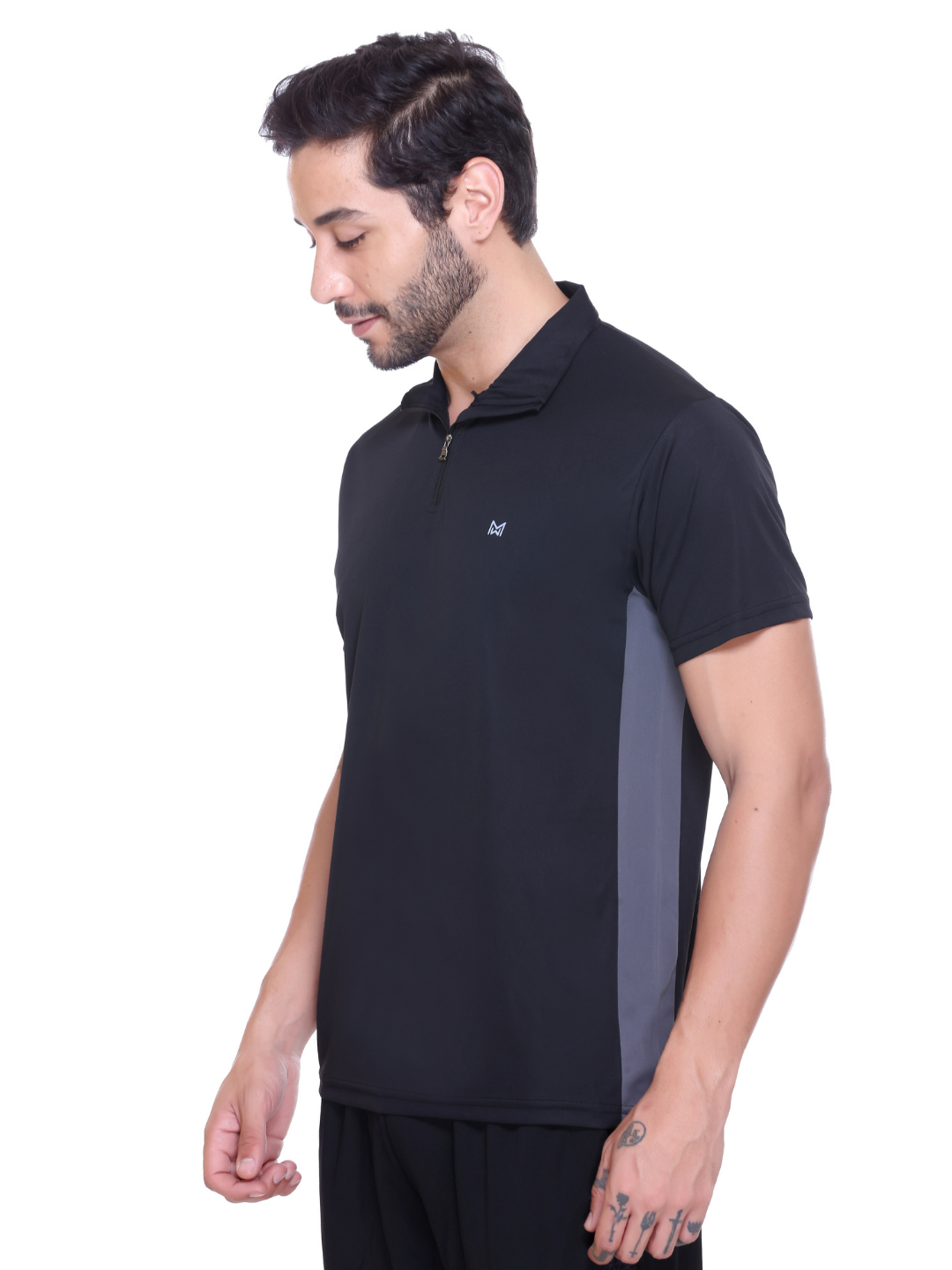 White Moon Gym T Shirt for Men Workout - Running, Dryfit Tshirt for Men (Black)