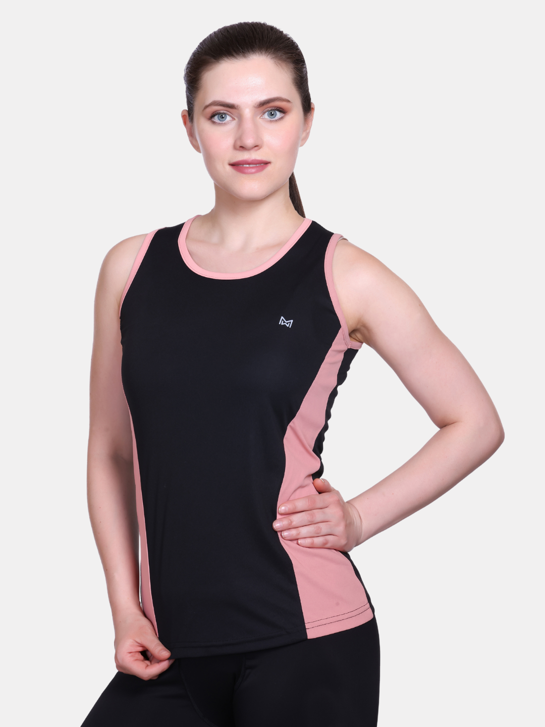 White Moon, Sleeveless Gym T Shirt for Women Workout (Black)