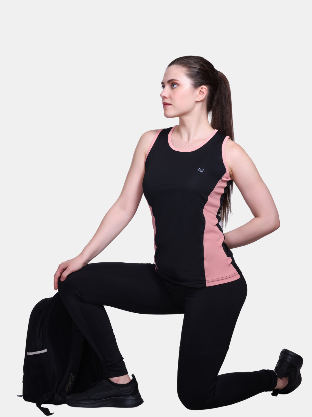 White Moon, Sleeveless Gym T Shirt for Women Workout (Black)