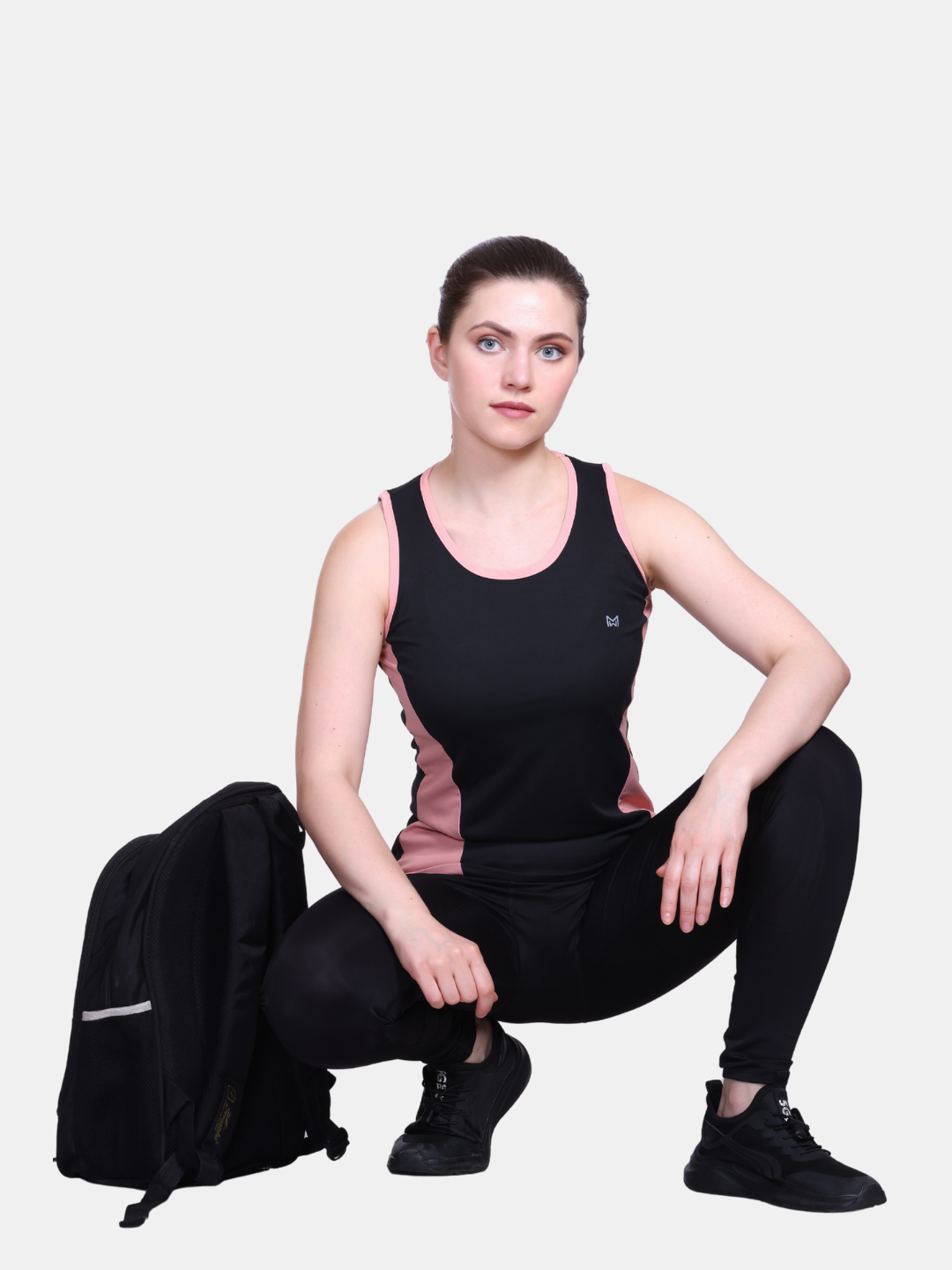 White Moon, Sleeveless Gym T Shirt for Women Workout (Black)