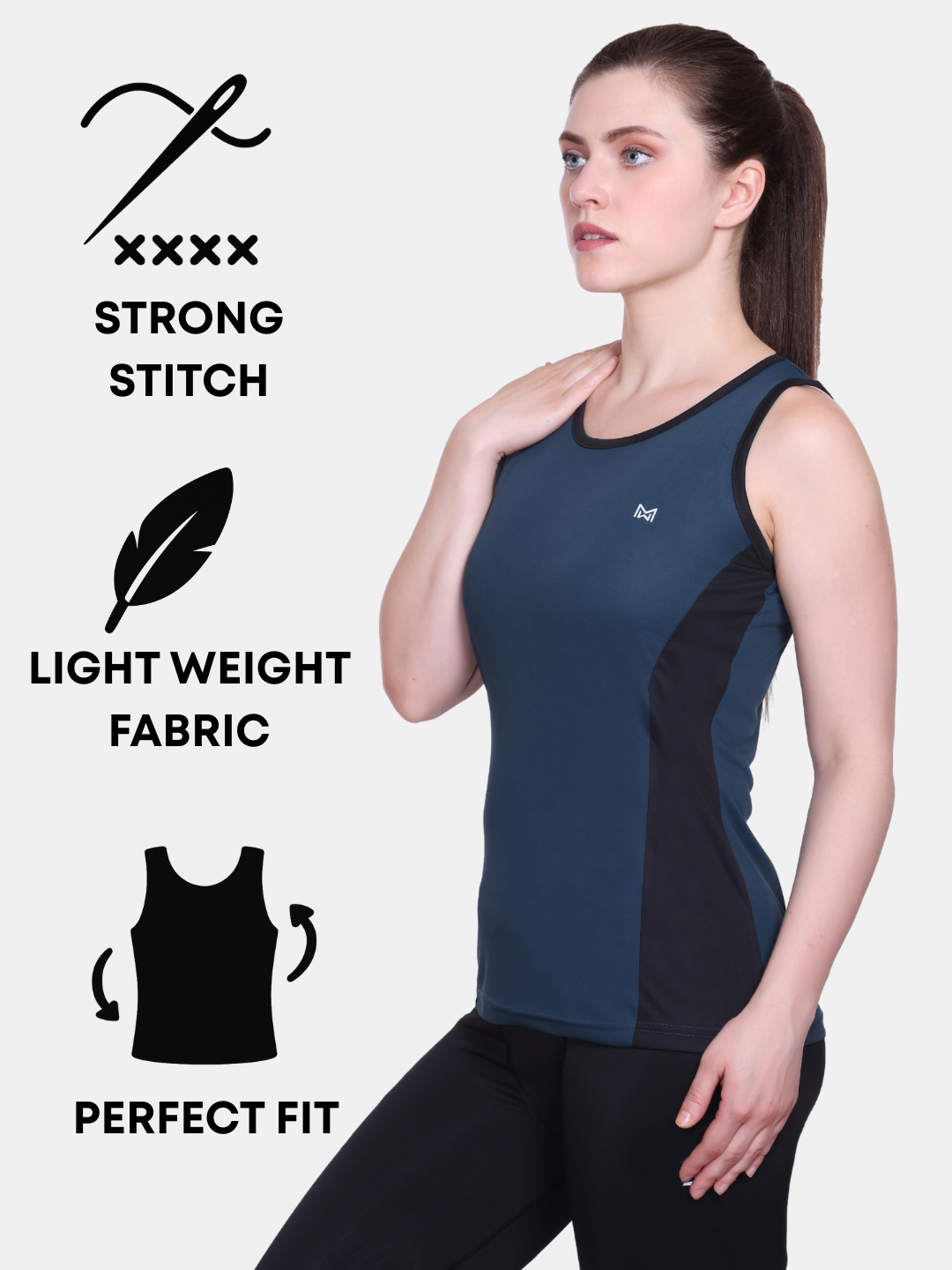 White Moon, Sleeveless Gym T Shirt for Women Workout (Cgreen)