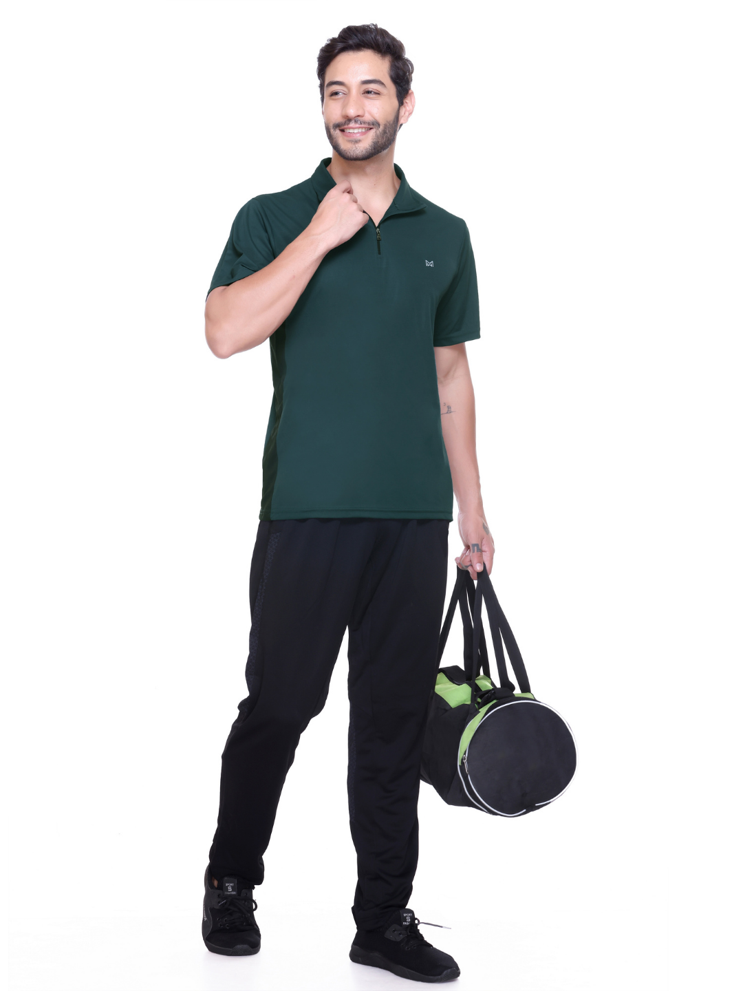 White Moon Gym T Shirt for Men Workout - Running, Dryfit Tshirt for Men (CGreen)