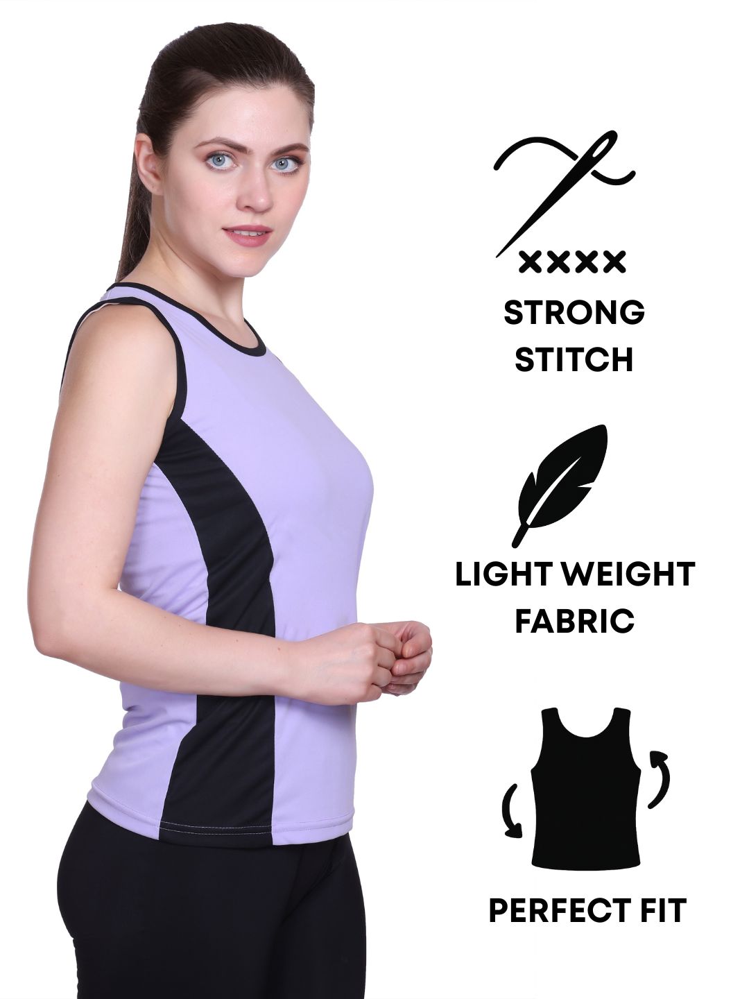 White Moon, Sleeveless Gym T Shirt for Women Workout (Lavender)