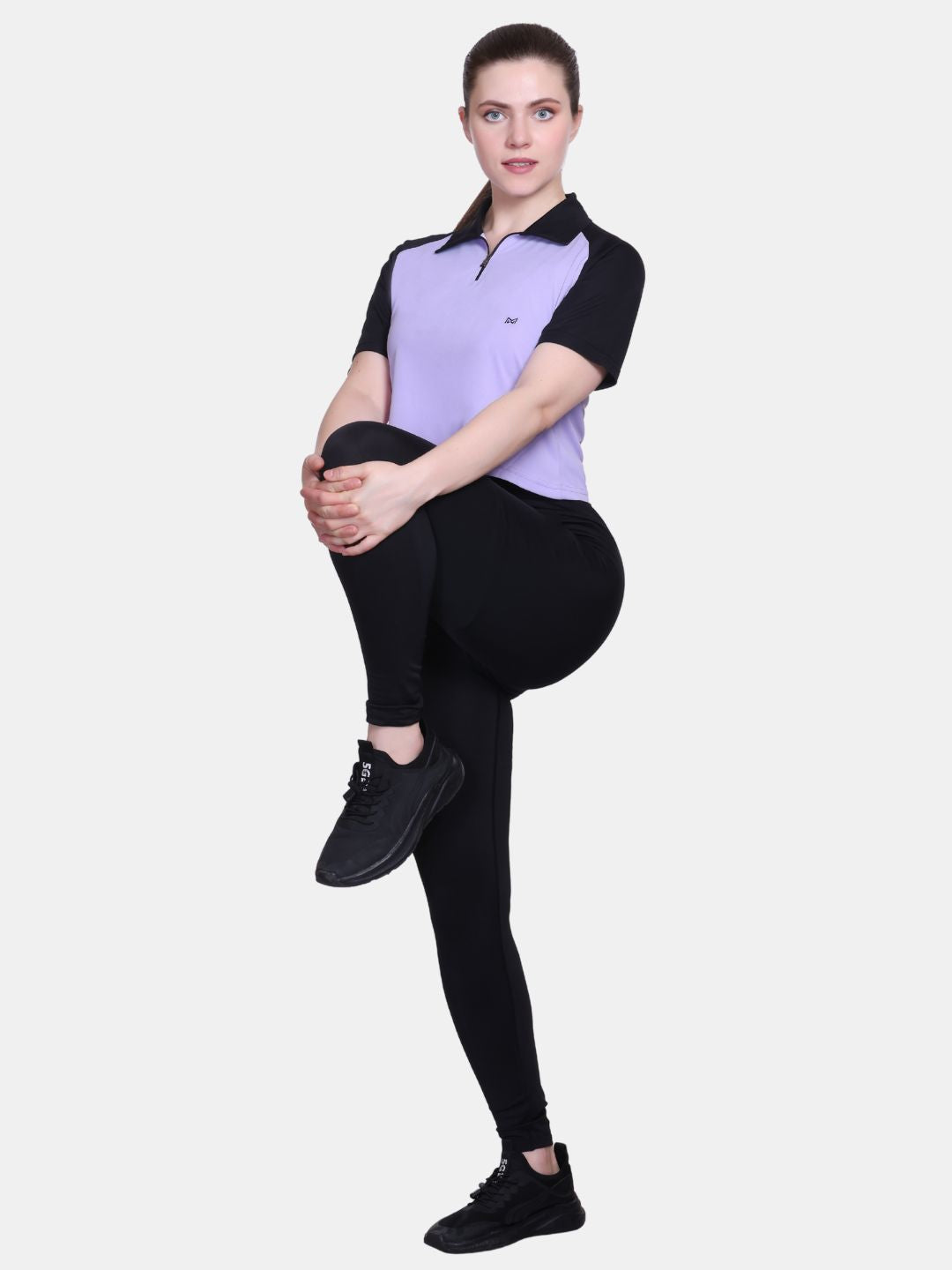 White Moon Women Crop Gym T Shrit/ Top (Lavender)