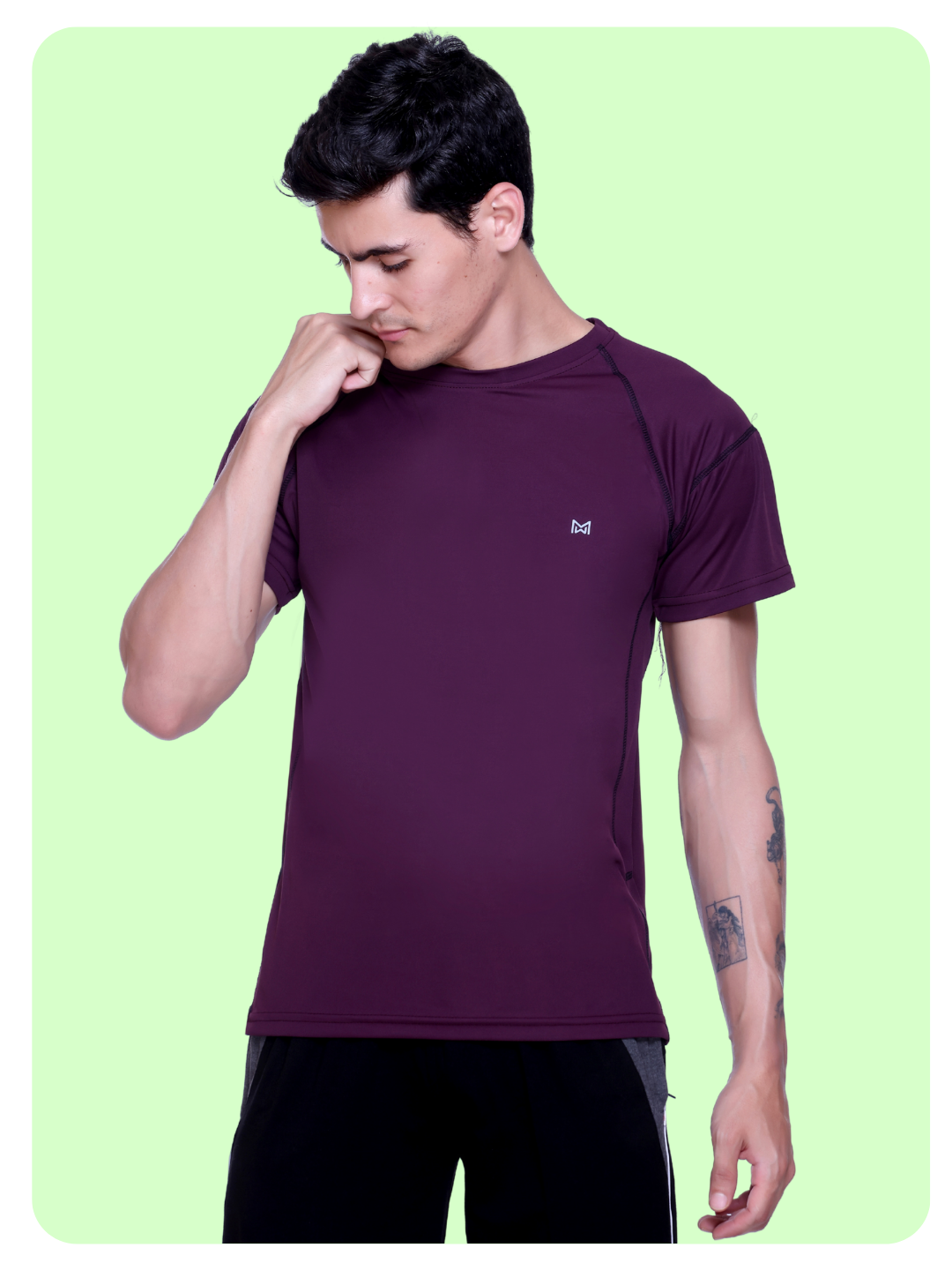 White Moon Gym T Shirt for Men Workout (Maroon)