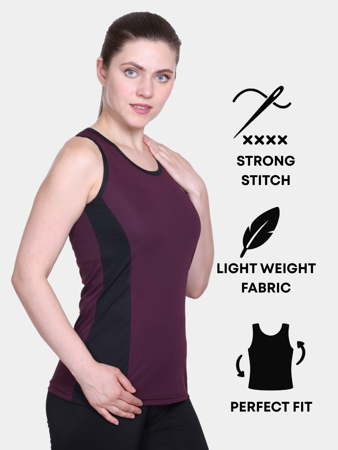 White Moon, Sleeveless Gym T Shirt for Women Workout (Maroon)