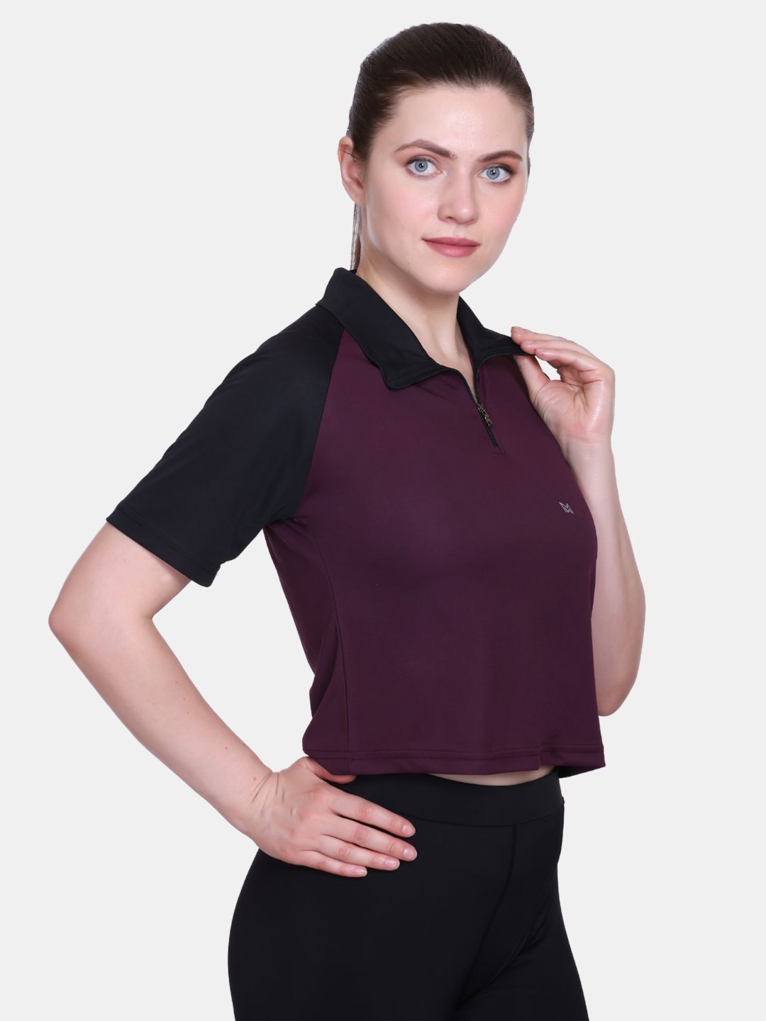 White Moon Women Crop Gym T Shrit/ Top (Maroon)