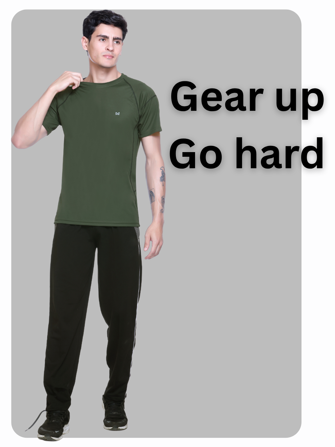 White Moon Gym T Shirt for Men Workout (Olive)
