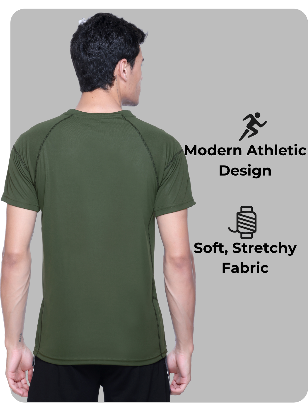 White Moon Gym T Shirt for Men Workout (Olive)