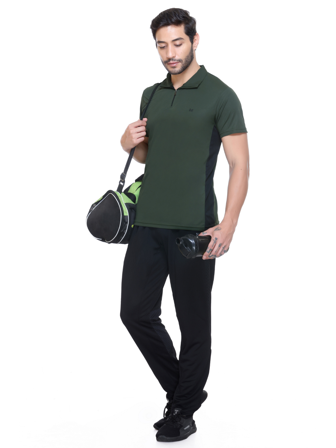 White Moon Gym T Shirt for Men Workout - Running, Dryfit Tshirt for Men (Olive)
