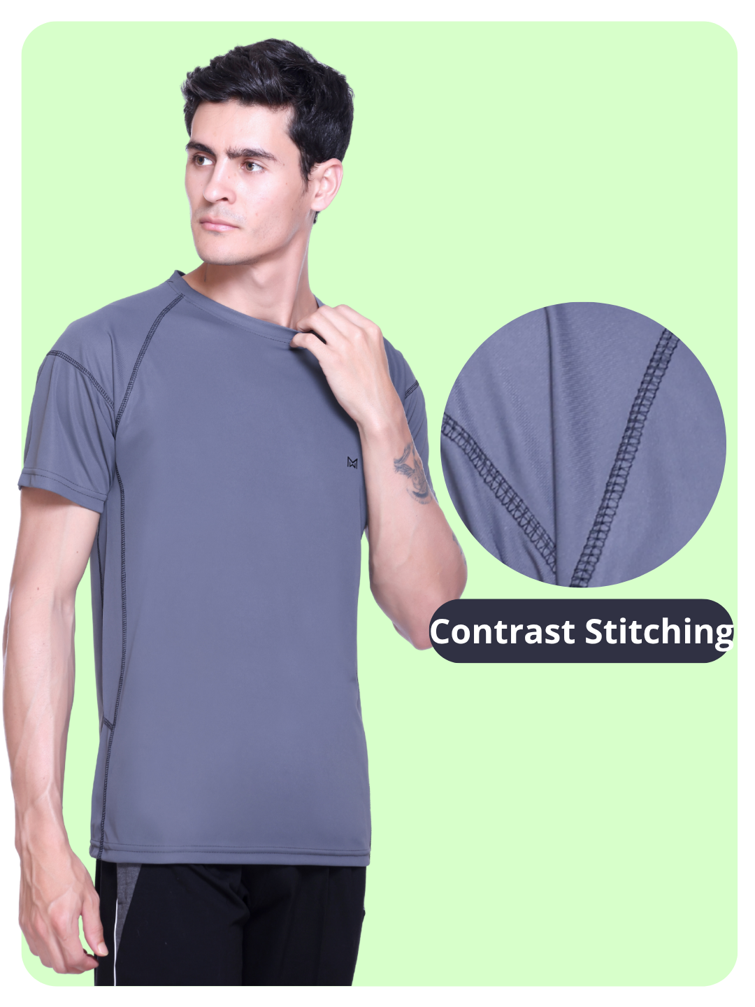 White Moon Gym T Shirt for Men Workout (Grey)