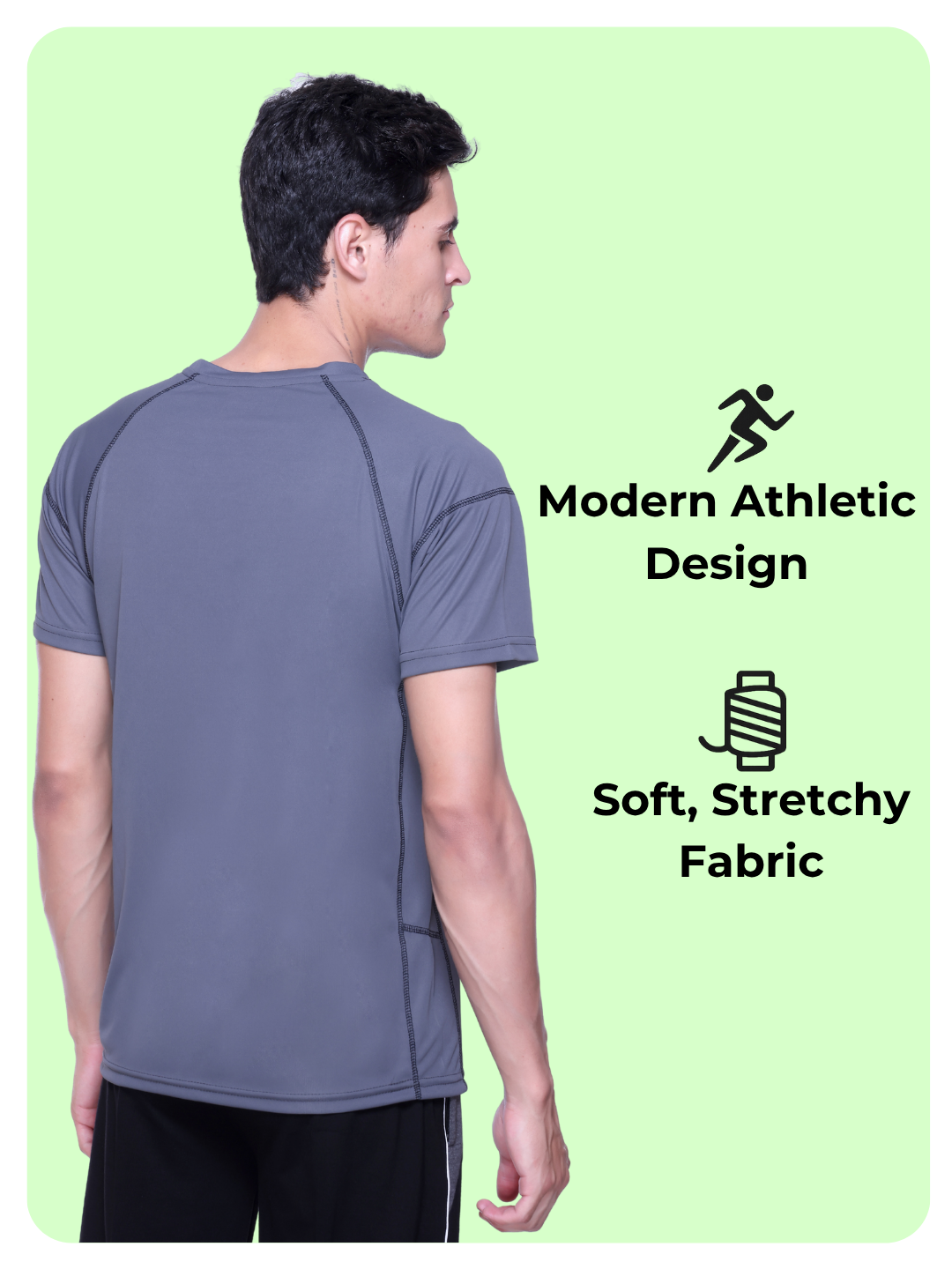 White Moon Gym T Shirt for Men Workout (Grey)